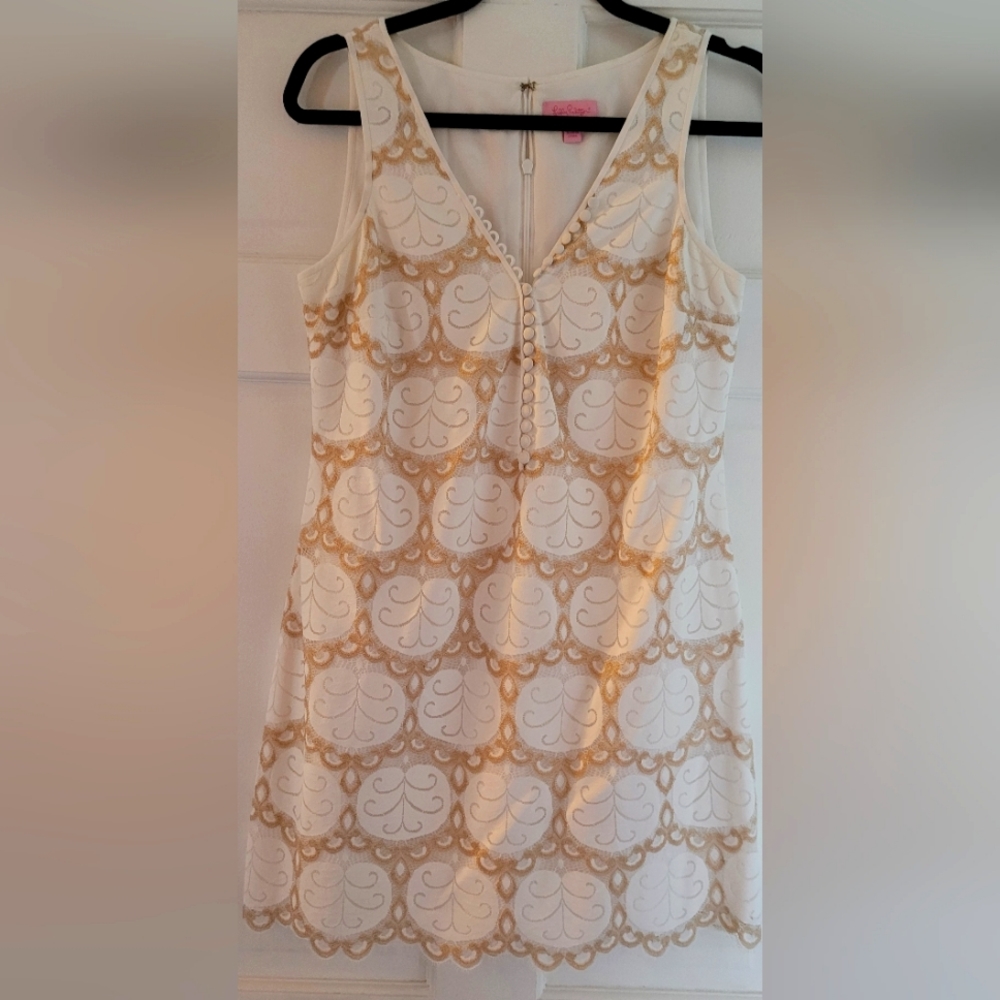 Mini GOLD & WHITE LACE DRESS